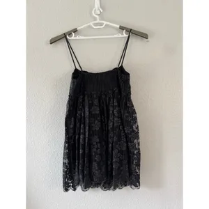 Free People All That Glitters Lace Mini Dress Black Goth Fairy Grunge Large NWOT thumbnail 3