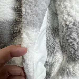 Lands’ End Women LARGE White Gray Sherpa Fleece Pullover Sweatshirt Holiday thumbnail 8