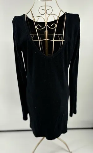We The Free Black Long Sleeve V Neck Thermal Dress Size Large thumbnail 1