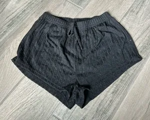 Black ribbed lounge shorts thumbnail 1