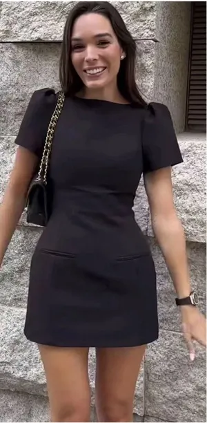 Zara Woman FW25 Black Short Pleated Pocket Dress 8839/777 Medium Chic Preppy thumbnail 1