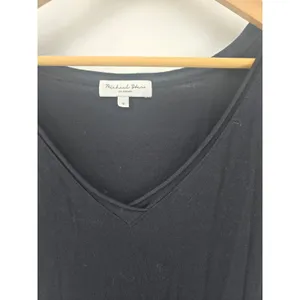 Michael Stars T-Shirt Dress Womens S V-Neck Short‎ Sleeve Black Mini Tunic EUC thumbnail 2