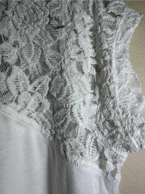 DKNY White Lace Yoke Short Sleeve Top thumbnail 8