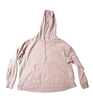 Nike Sportswear Women’s 1/4 Zip Club Essential Fleece Hoodie Medium Pink Oxford thumbnail 1