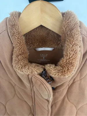 Calia quilted full zip snap front vest camel tan women’s S cozy chic thumbnail 3