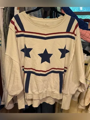 NWOT Free People We The Free Graphic Camden Sweatshirt - stars stripes - XS thumbnail 7