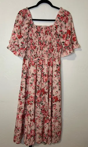 Pink floral dress thumbnail 1