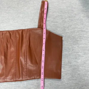 Jason Wu Faux‎ Leather Corset Top Copper Brown Sleeveless Bustier Sz S Coquette thumbnail 5