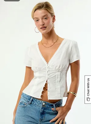 White Button-Up PacSun Top thumbnail 1