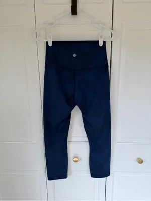 Lululemon Wunder Under Crop Leggings Blue Heathered Size 6‎ thumbnail 2