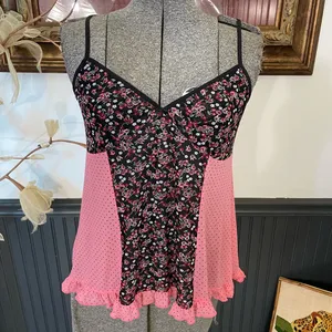 Vintage Y2K Lucky Brand Floral Polka Dot Mesh Babydoll Lingerie Cami Top M 💕🎀 thumbnail 6