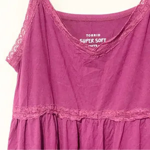 Torrid Plus Size 1X Purple Super Soft Berry Lace Babydoll Cami thumbnail 3