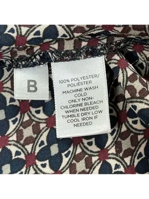 LOFT half button Hanley top tunic blouse shirt Geometric print burgundy Sz M thumbnail 10