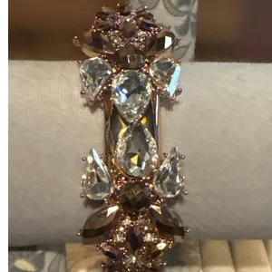 G by Gennaro Gold Tone Crystal Rhinestone Hinged Bangle Bracelet Statement thumbnail 3