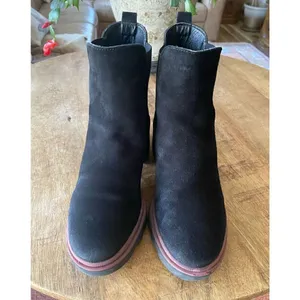 Antonio De Faria Suede Leather Chelsea Boots Platform Lug Sole Black Womens 6.5 thumbnail 3