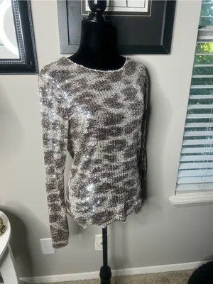 Free People gold rush long sleeve sequins top large NWT thumbnail 11