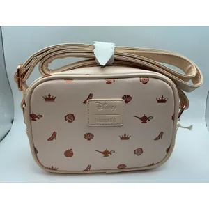 Loungefly Disney Princess Crossbody Bag Beige Rose Gold Crown Faux Leather New thumbnail 2