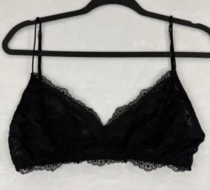 Intimately Free People Black Lace Bralette V-Neck Adjustable Straps‎ Womens L thumbnail 1