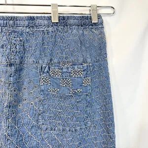 Johnny Was Biya Large Pants Blue Embroidered Chambray Lyocell Jogger Boho 1394 thumbnail 12