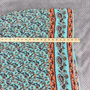 Women's Boho Floral Midi Dress L Turquoise Peasant Hippie Resort Empire Waist thumbnail 7