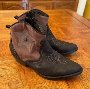 American Rag canvas and vegan suede STAR cowboy western bootie 7 thumbnail 1