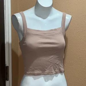 Zara beige spaghetti strap crop top thumbnail 2