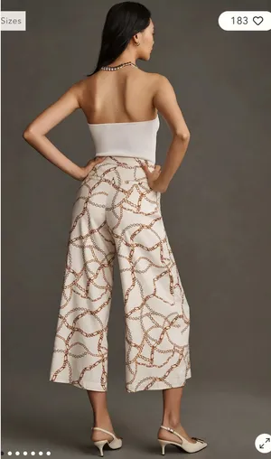 Anthropologie Maeve Printed Palazzo Pants Chain Print 6 thumbnail 2