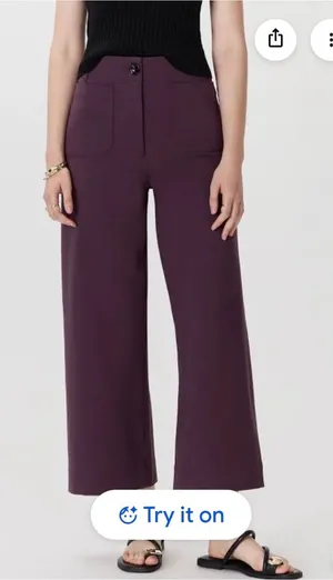 Women's Quince Ultra-Stretch Ponte Cropped Wide Leg Pants Dark Purple 0 thumbnail 1
