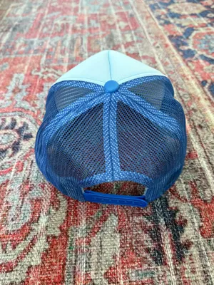 circle author birthday trucker hat Blue thumbnail 4