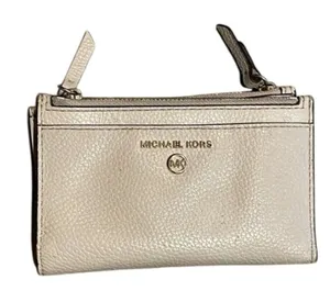 Michael Kors Beige leather Wallet Zippered Pockets Card Slots thumbnail 1