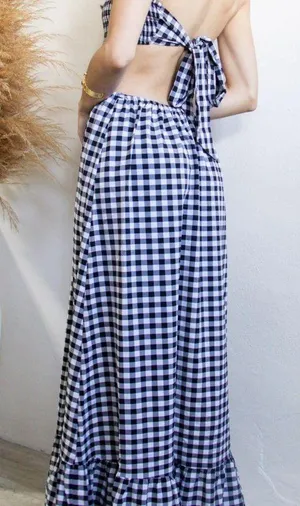 Small strapless and back tie gingham dress thumbnail 2