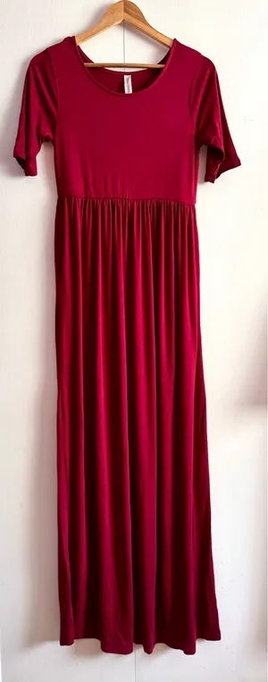 Red Maxi Dress, Medium thumbnail 1