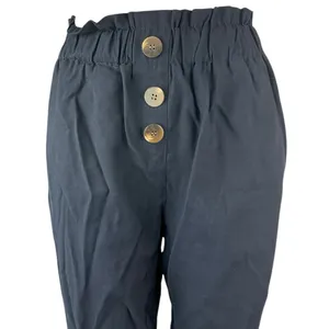 Zara Women's Blue High Rise Paperbag Cropped Tapered Ruched Trousers Pants Sz S thumbnail 4