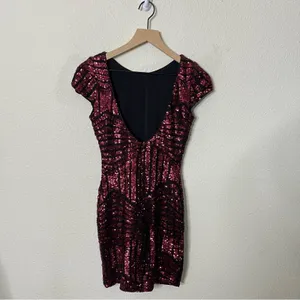 Dress‎ The Population Tabitha Pink Mini Dress Bodycon Sequin Women’s Size S thumbnail 5
