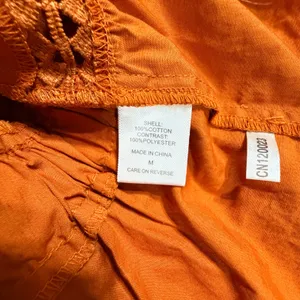 New York & Company Burnt Orange Ruffle Crochet Lace Peplum Blouse Medium NWT thumbnail 6
