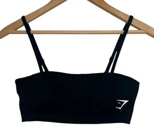Gymshark Workout Top Womens Small Black Bandeau Sports Bra Training Gym Pilates thumbnail 1