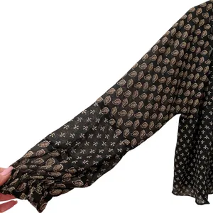 Madewell Sheer Sleeve Top in Brushstroke Paisley Mix M thumbnail 9