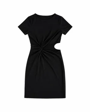 SHEIN Black Twist Cut Out Bodycon Mini Dress Size S thumbnail 2
