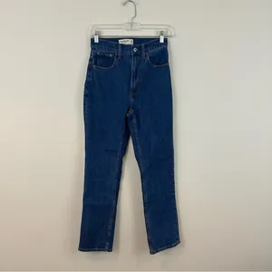 Abercrombie & Fitch Blue Wash Ultra High Rise Ankle Straight Curve Love Size 00 thumbnail 2