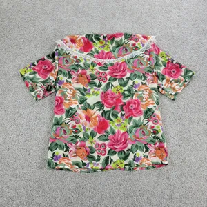 Vintage Impressions Womens Blouse 10 Pink Floral Crochet Lace Trim Collar thumbnail 4