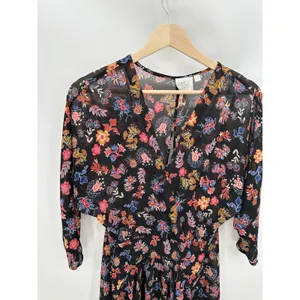 Anthropologie HD In Paris Varina Black Floral Sheer Maxi Dress Womens 4 OB483345 thumbnail 4