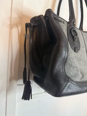 Banana Republic Vintage Y2K Wool Leather Drawstring Satchel Tote Bag thumbnail 9