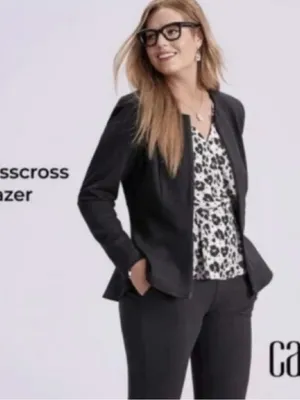 CAbi Crisscross Black Peplum Zip-Front Women's Jacket thumbnail 4
