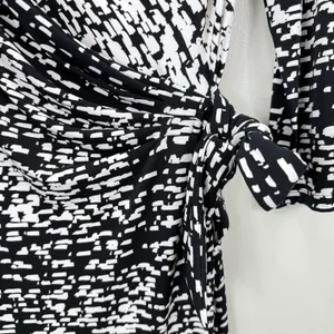 Ralph Lauren Black White‎ Geo Faux Wrap Tie 3/4 Sleeve Stretch Sheath Dress 4 thumbnail 4