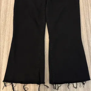 Spanx Cropped Flare Raw Hem Black Denim Jeans Size Large thumbnail 8