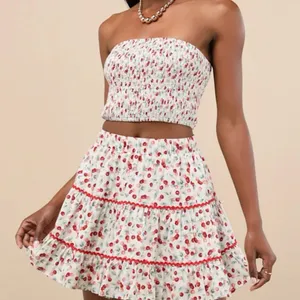 Lulus Cherry print coquette crop top & skirt set S/M thumbnail 1