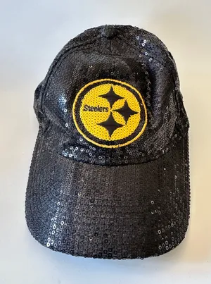 PINK Victoria's Secret Pittsburgh Steelers Black Sequin Baseball Hat thumbnail 1