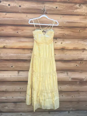 o.p.t. Few Moda Yellow XS East Tiered Midi Dress thumbnail 4