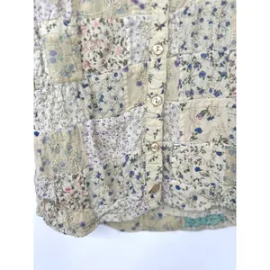 Blue Sky Patchwork Vest Women S Floral Embroidered Boho Cottagecore Artsy thumbnail 3