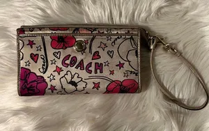 Coach Kyra Floral Poppy Sateen Wallet with Wrist Strap thumbnail 1